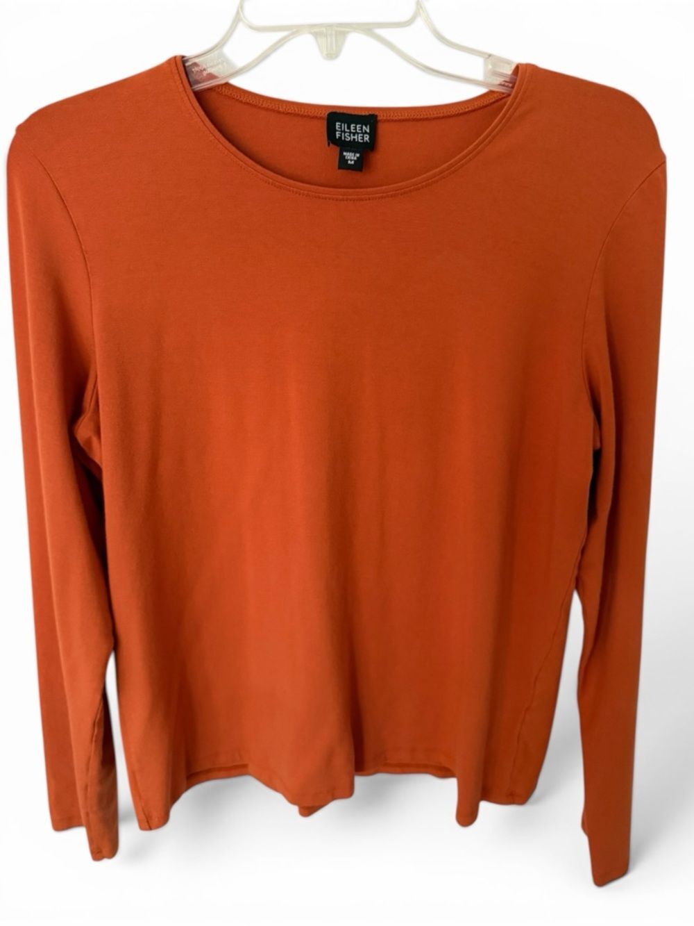 Eileen Fisher Organic Cotton Stretch Long Sleeve Tee - Burnt Orange - M